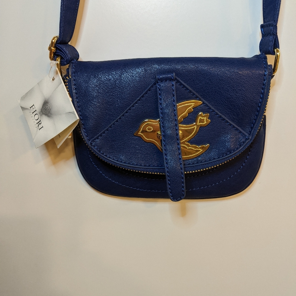 Women's Fiore hand bag Navy Blue and Gold